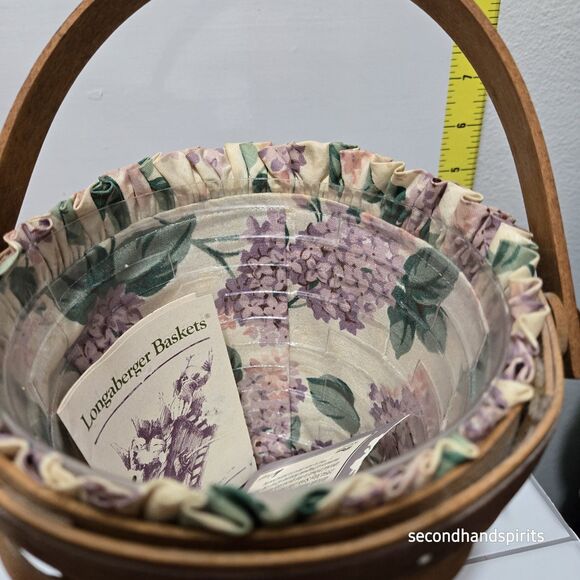 Longaberger 1994 May Series Lilac Basket, Liner, Tie On,  Protector set - Picture 4 of 10